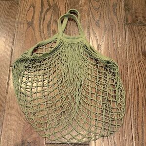 Natural woven Green Mesh Tote Bag